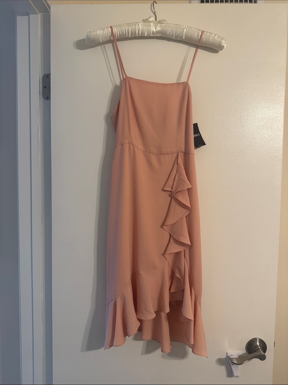 Forever 21 Peach Ruffle Midi Dress with Spaghetti Straps